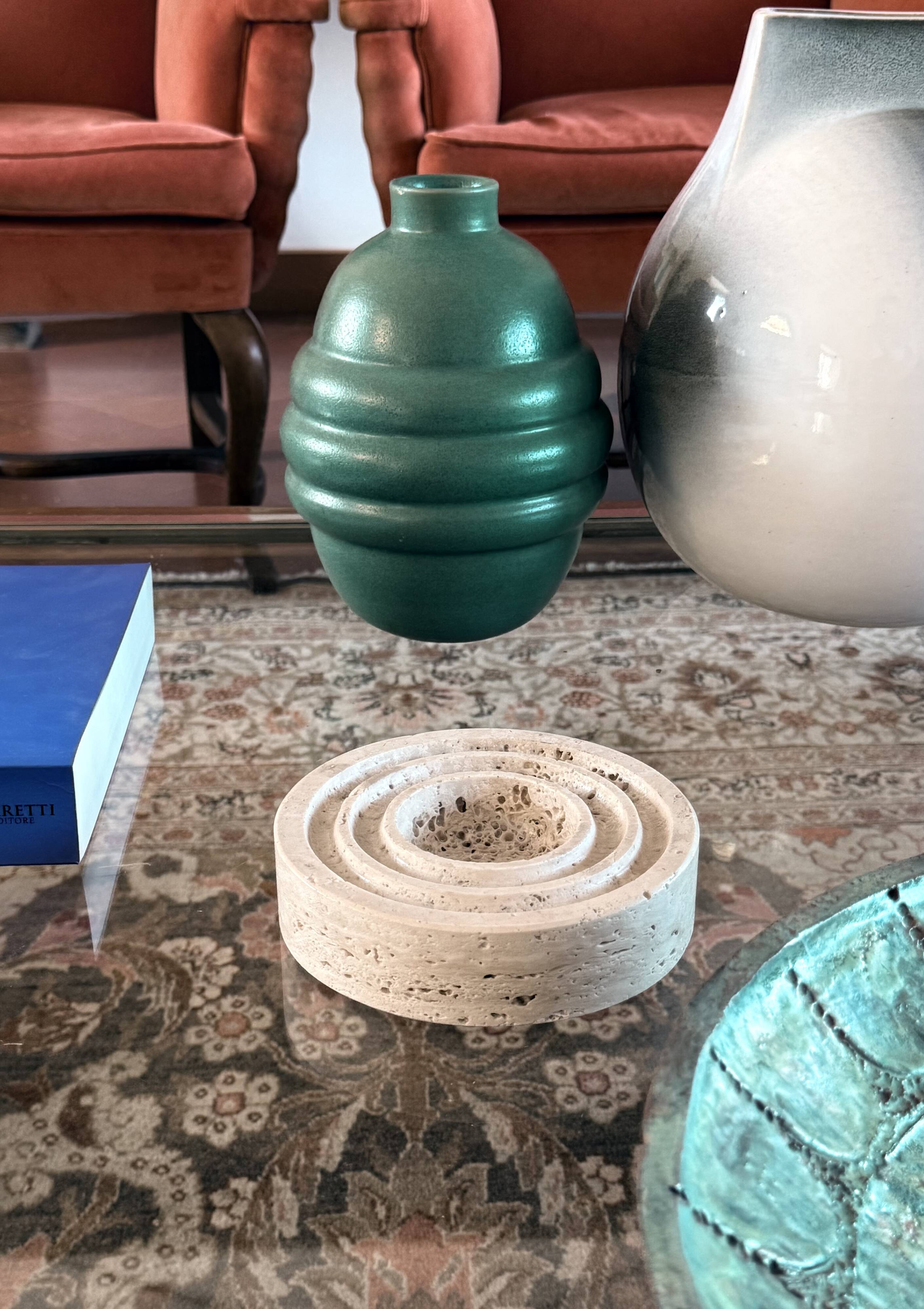 Travertine vide poche / ashtray, Cerri Nestore, Italy, 1970s