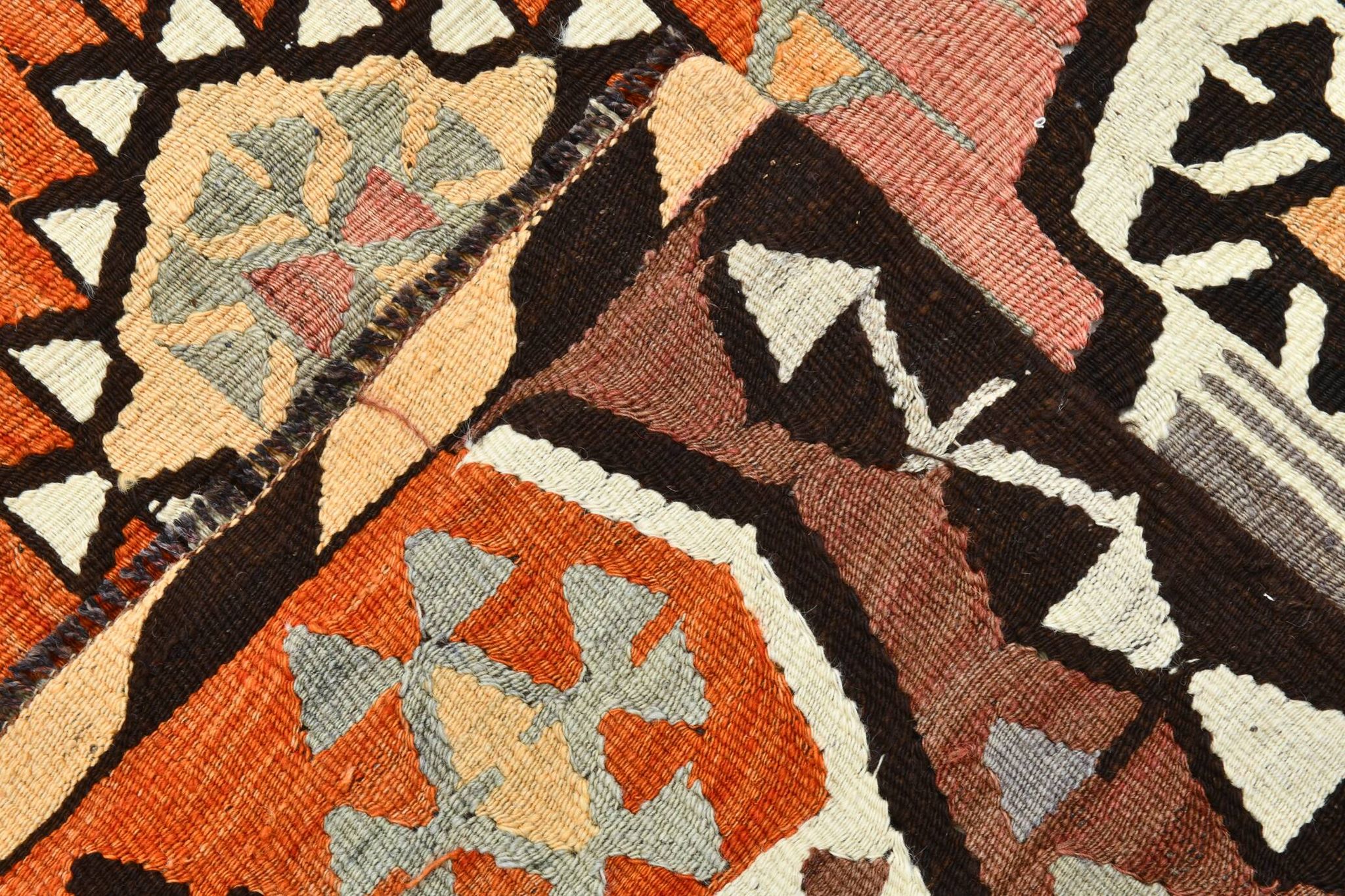 6x10 Kilim Grey & Brown Bohemian Area Kilim Rug, 171x306 Cm