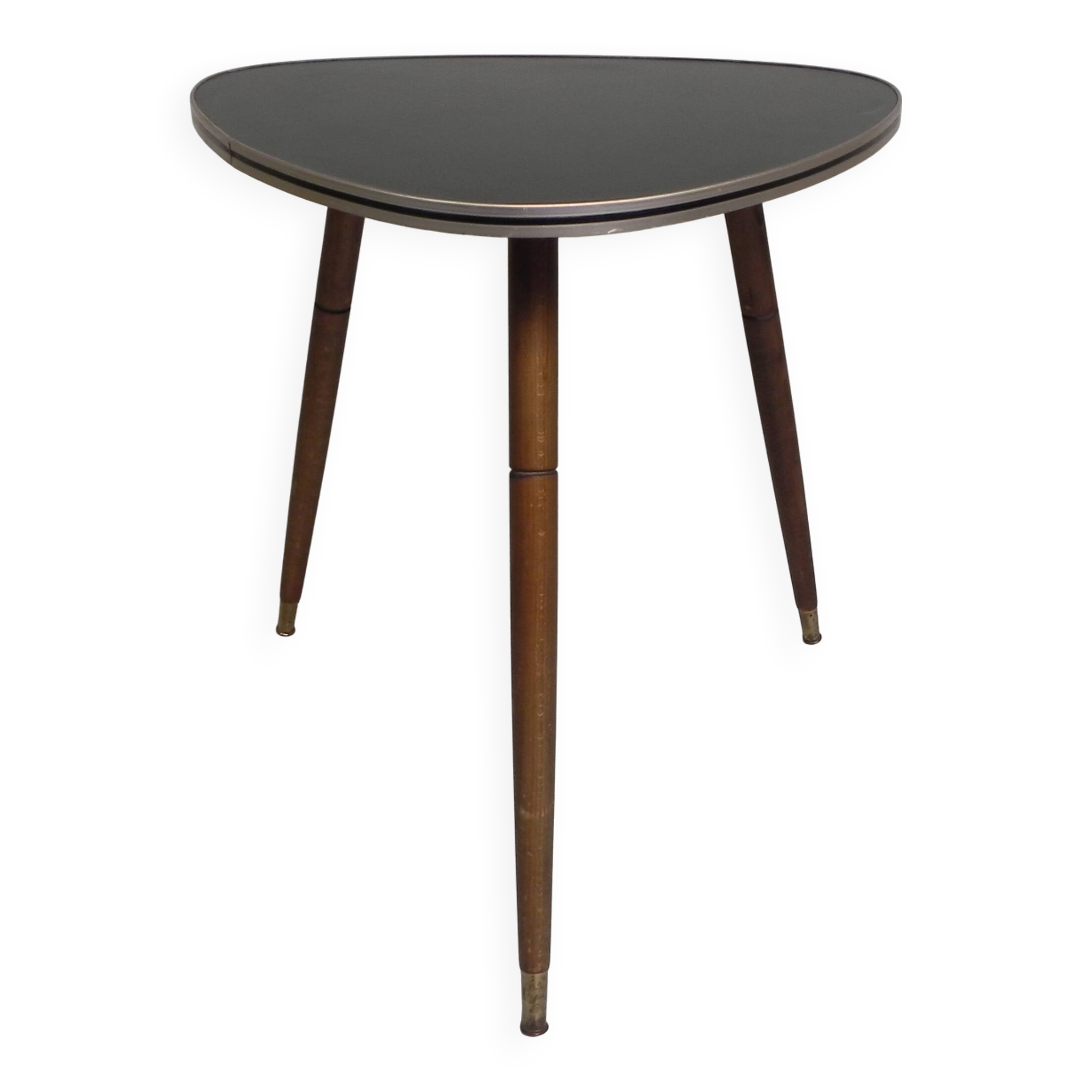 Triangular vintage side table, coffee table, tripod