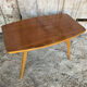 Table Basse Ancienne Scandinave Bois Pieds Compas Années 60 Vintage #E