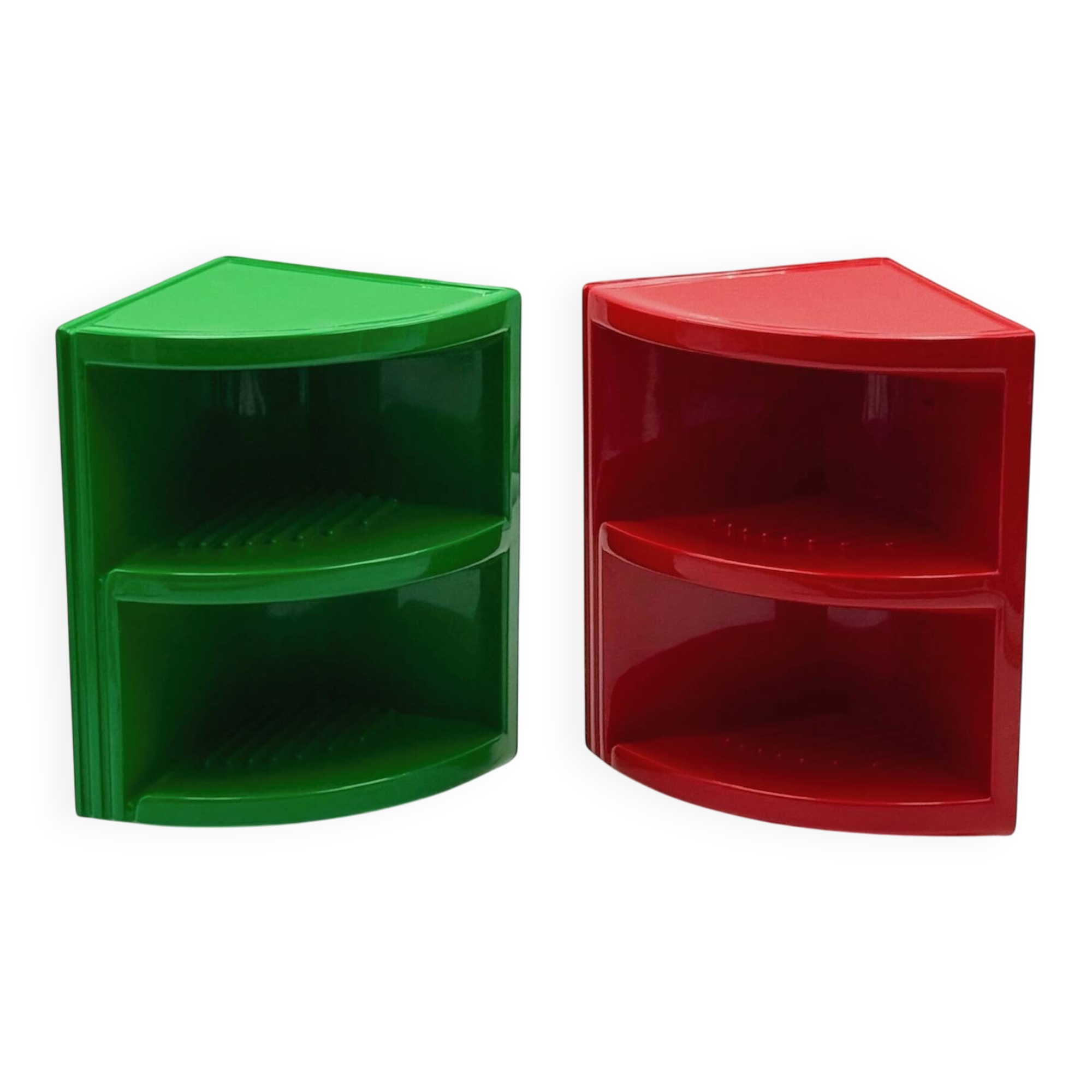 Pair of Colourful 1970s Gedy Wall Shelves in Red and Green