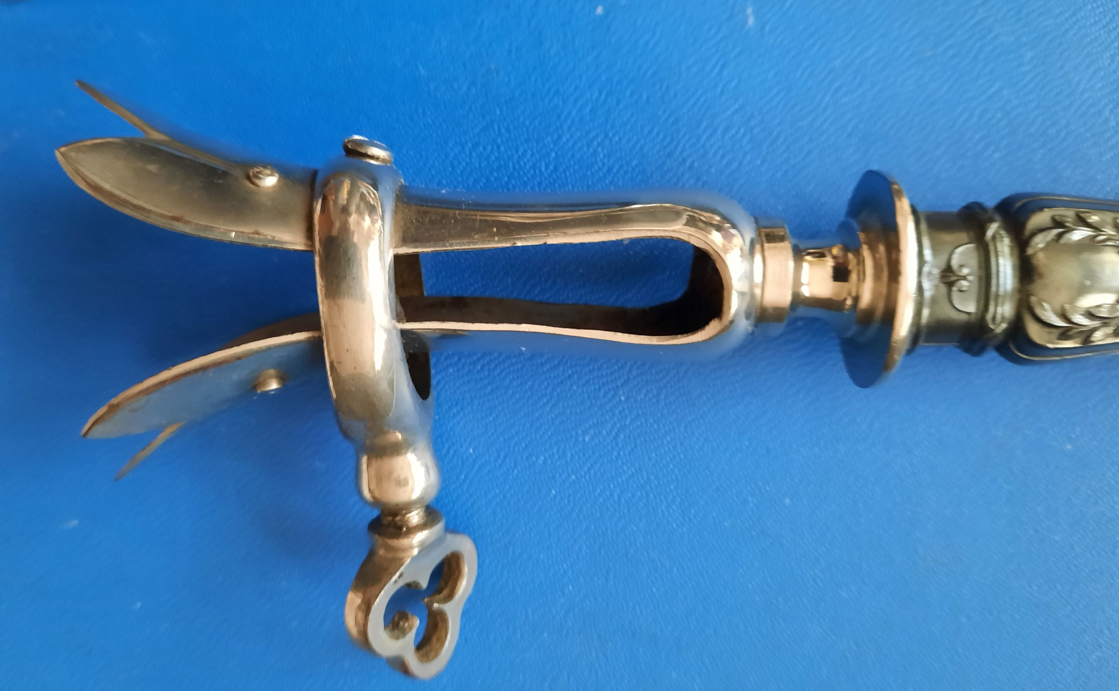 Napoleon III leg of lamb service, silver handle, stainless steel blade