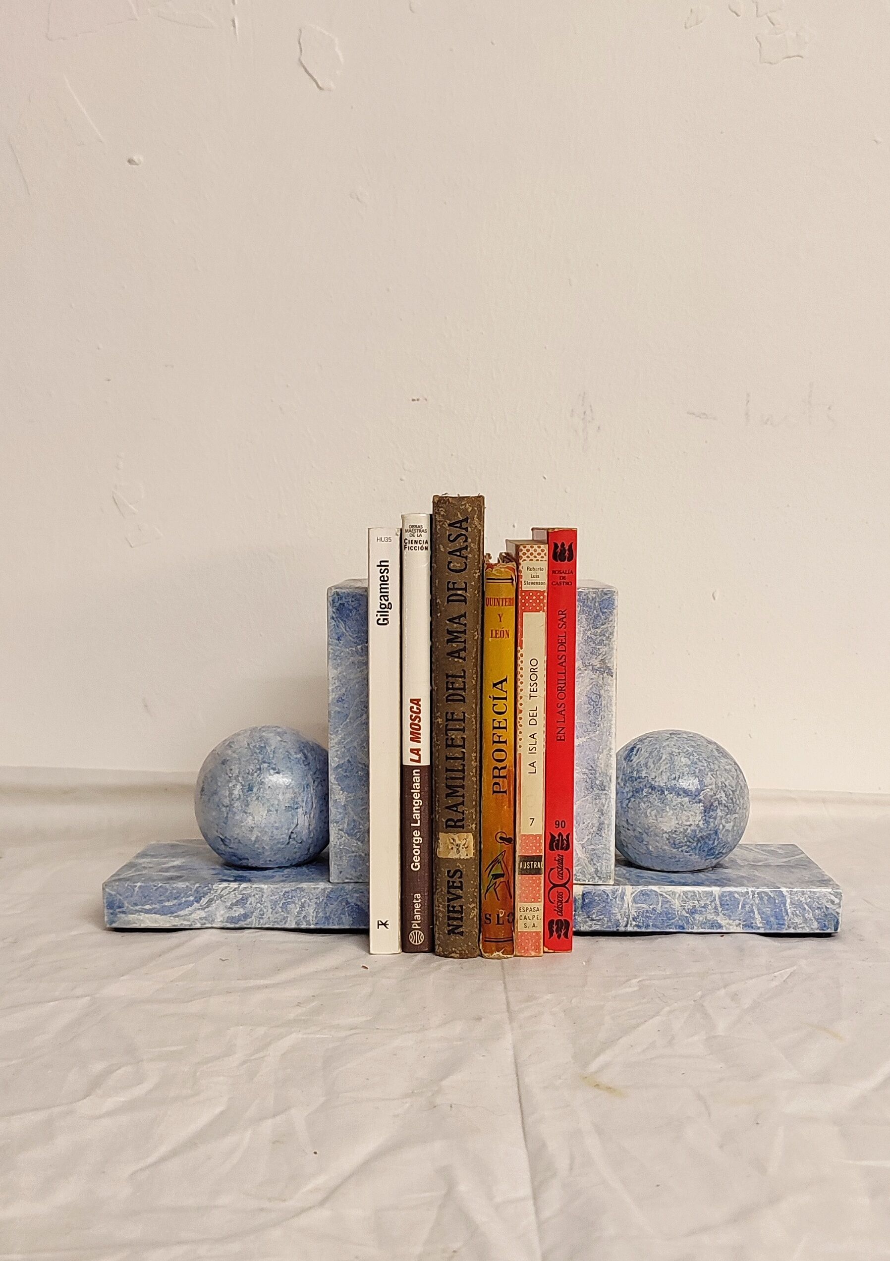Blue marble bookend. Spain, 1970s.