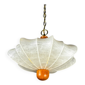 1960s Italian cocoon suspension, made of resin and pine wood.