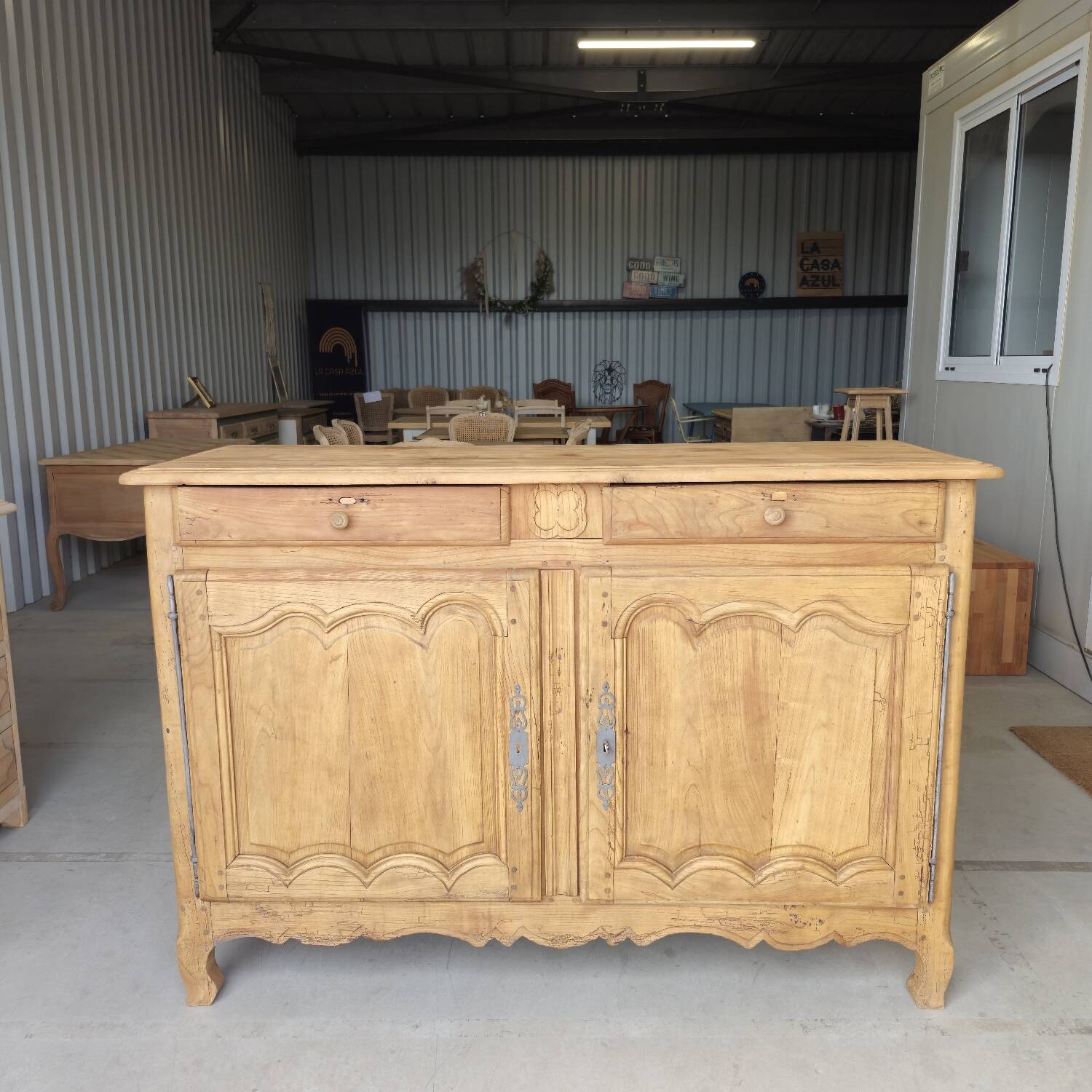 Large Louis XV style solid wood buffet, restored
