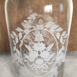 Engraved flask, floral pattern, bathroom decoration
