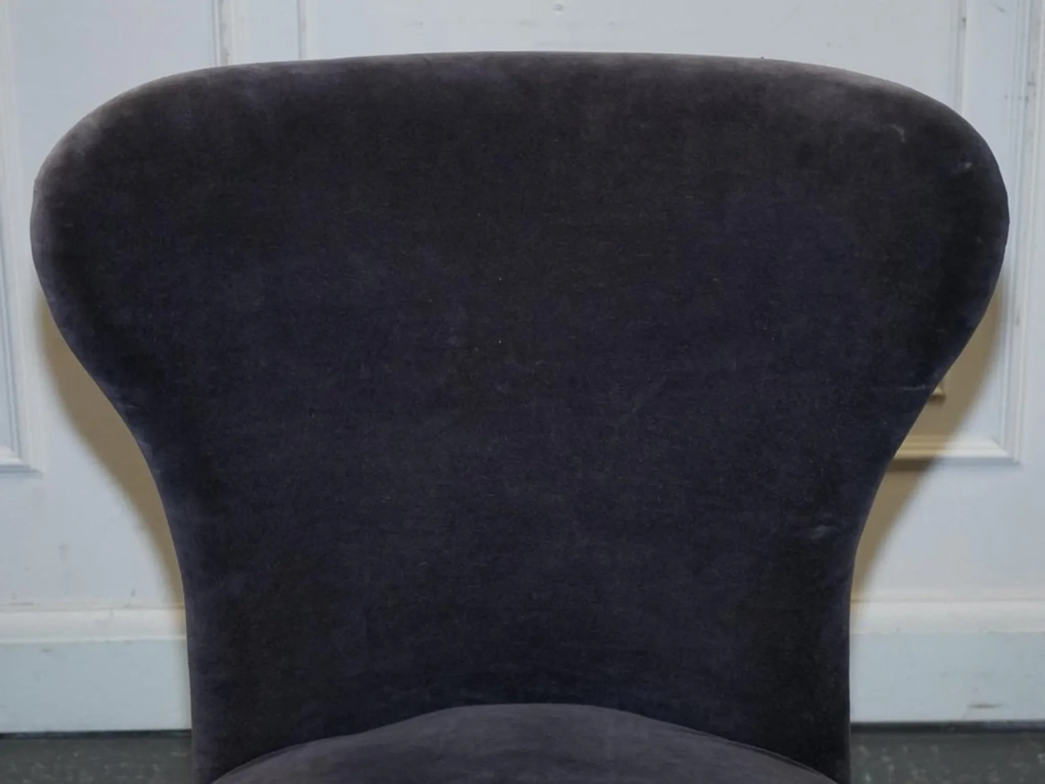 Vintage Office or Dining Chair in Navy Blue Velvet with Halo Studs