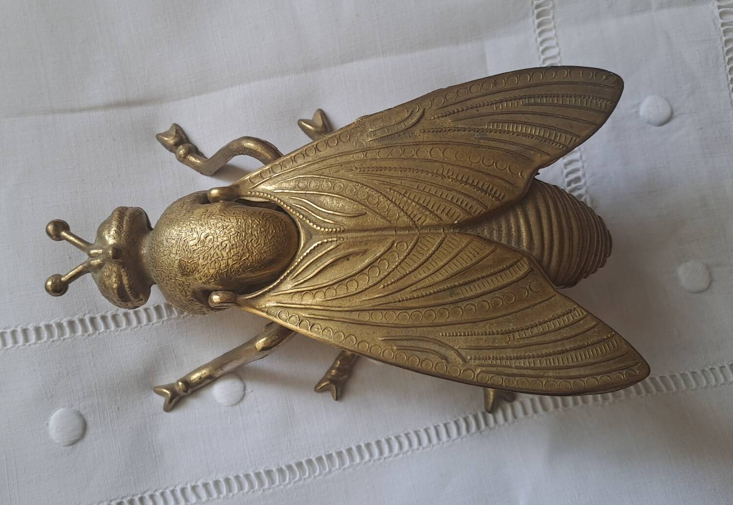 Large brass fly ashtray