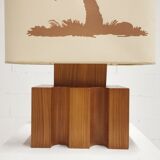 Solid elm lamp from Maison Regain, 1970
