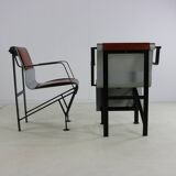 Eighties design set of two aluminium and steel Belgian design chairs