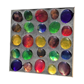 Cendrier à pastilles en verre de diverses couleurs forme carré vers 1960 / 1970