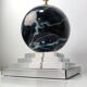 Architectural Stepped Lucite Lamp with Faux Marble Glass Sphere 1970s