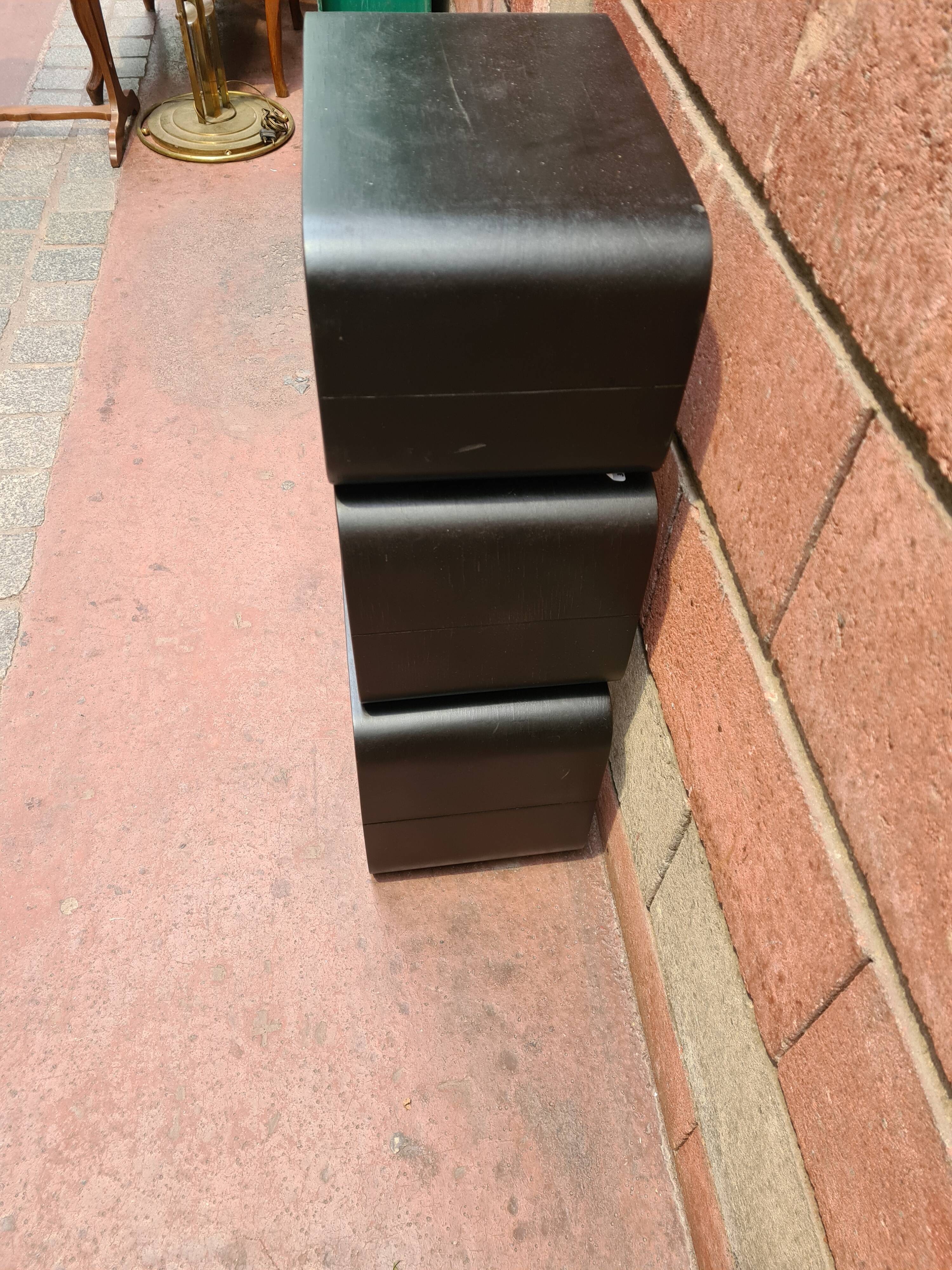 Vintage black wood trundle table