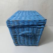 vintage blue rattan trunk chest