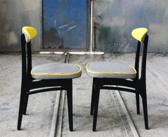 Chaise vintage "pied de poule"