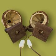 Pair of bamboo and jute bedside lamps, 1970s