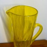 Pichet en verre Murano bullé jaune vintage