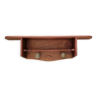 Mahogany wood shelf coat rack
