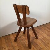 solid oak brutalist organically shaped chair