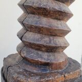 Colonne vis de pressoir en bois ancienne 19ème art populaire rustique en chêne