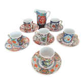 6 Japanese coffee cups and milk jug