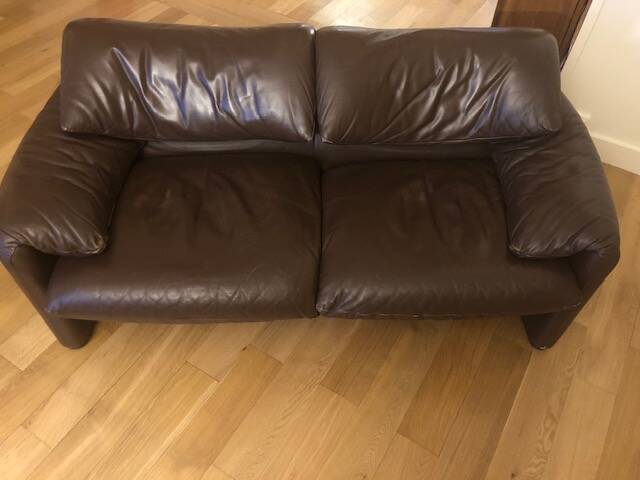 2-seater Maralunga leather sofa from Cassina