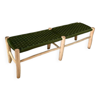 Hand-woven artisanal bench