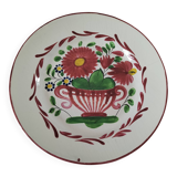 Saint-Clément plate – floral basket decoration with lyre handles – circa 1910