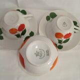 Duo cups and milk pot porcelain bavaria orange and vintage green 70