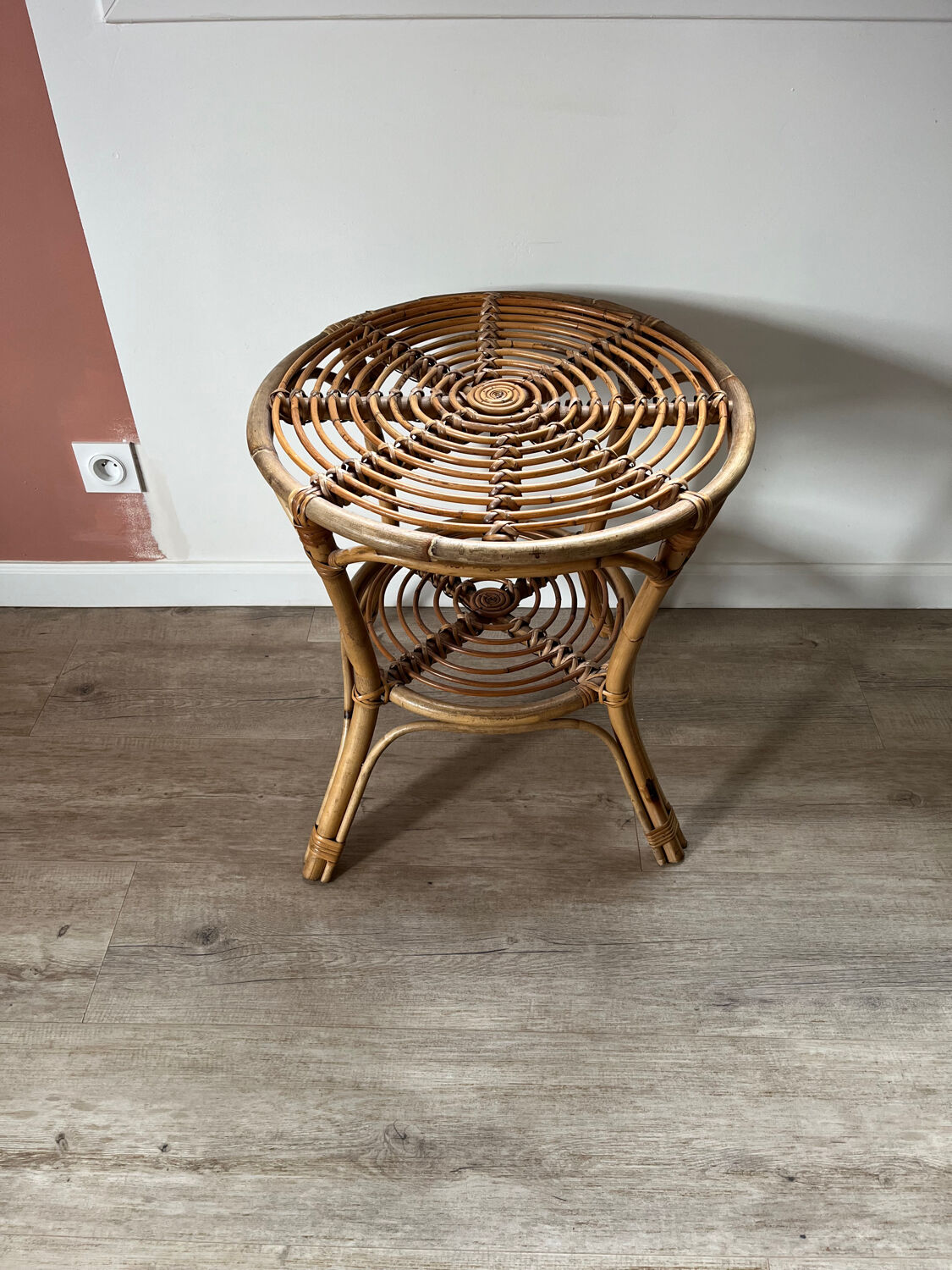 Rattan side table