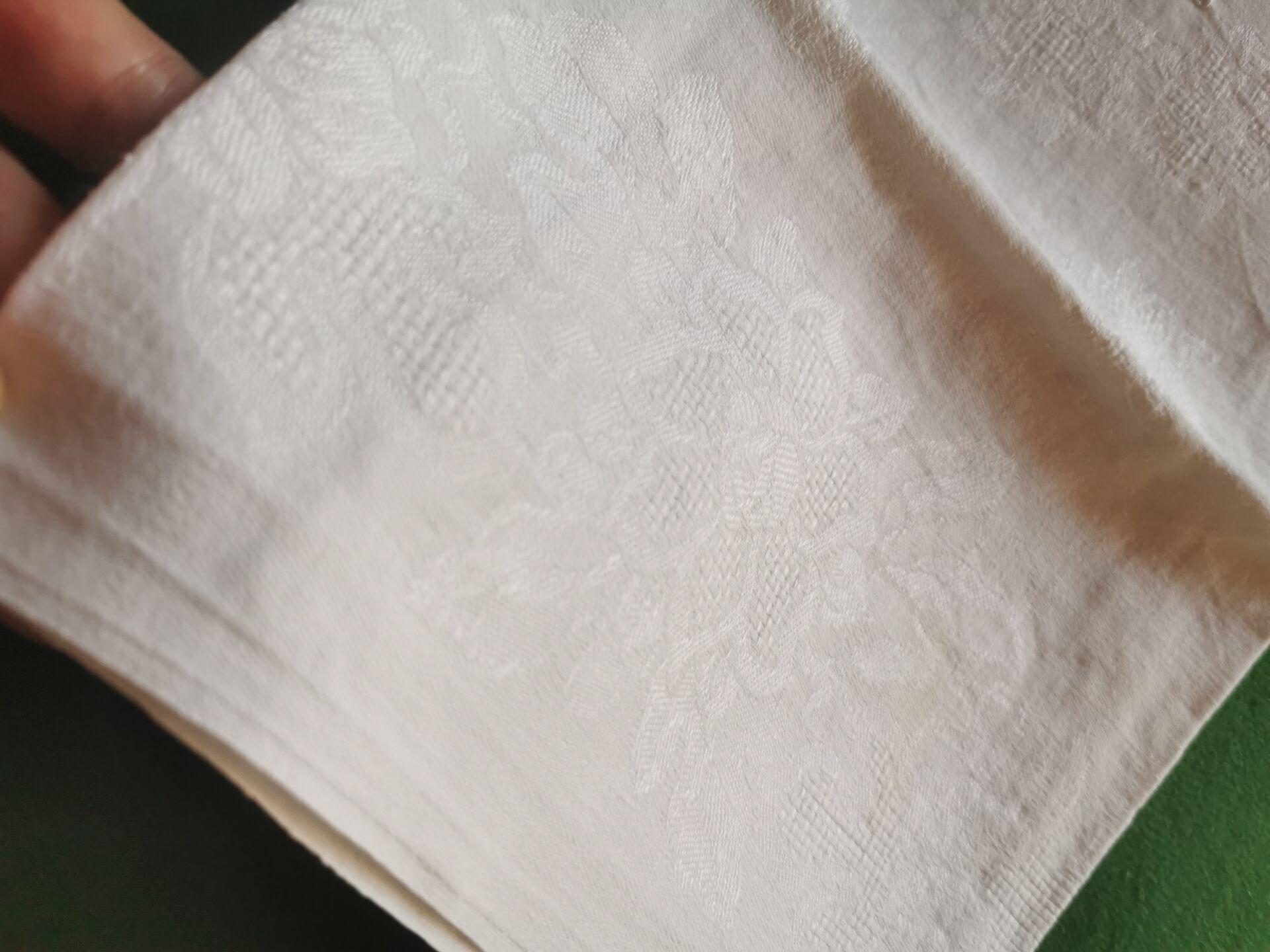 10 old damask linen napkins with monogram
