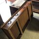 English pedestal desk with green leather top