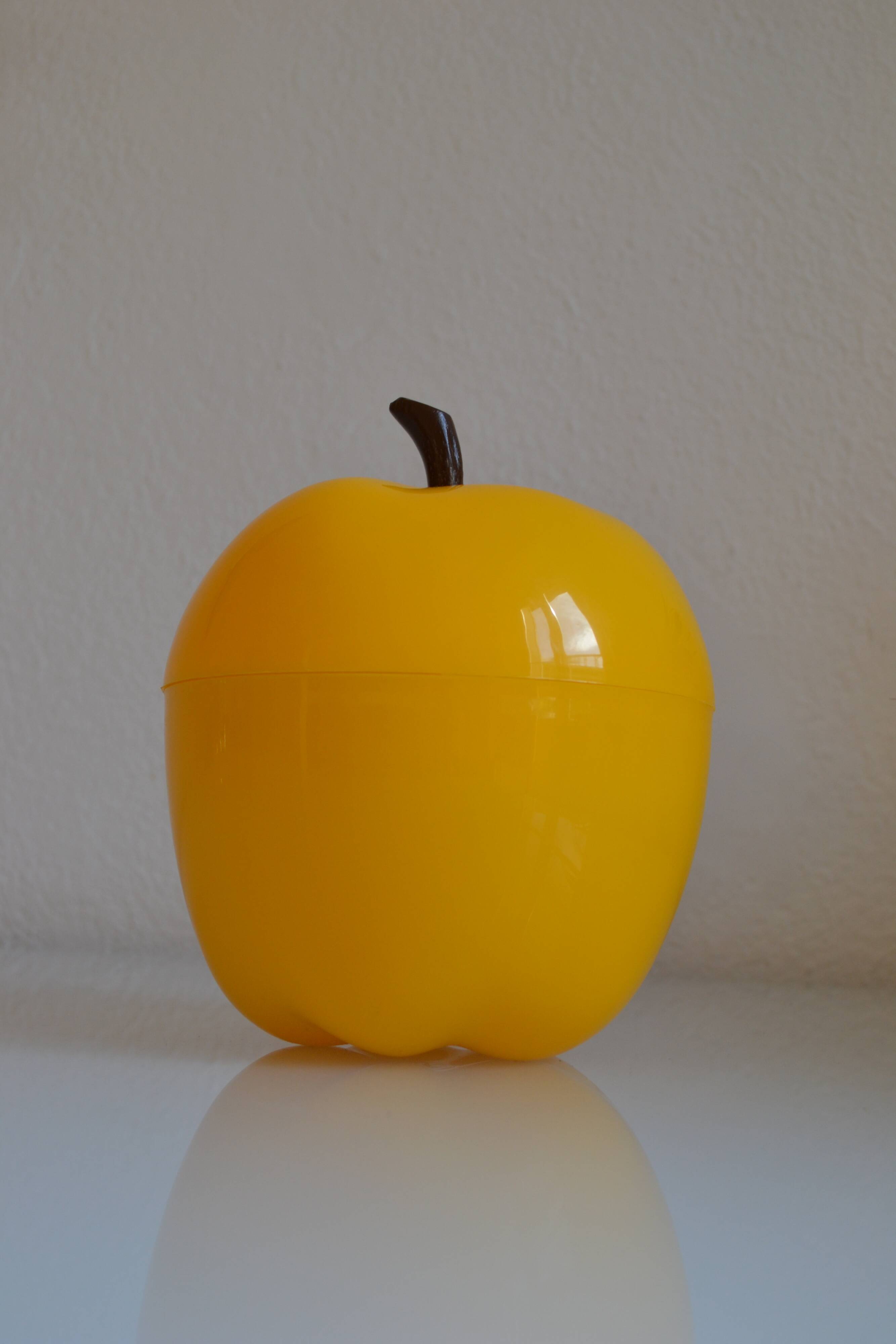 Vintage yellow apple ice bucket or ice cubes 1970 70's