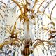 Chandelier crystal of Murano pagoda 1970 gold metal frame
