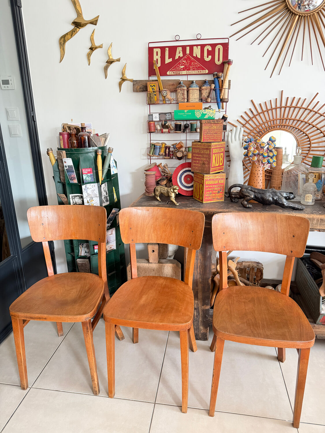Set of 3 vintage Thonet bistro chairs