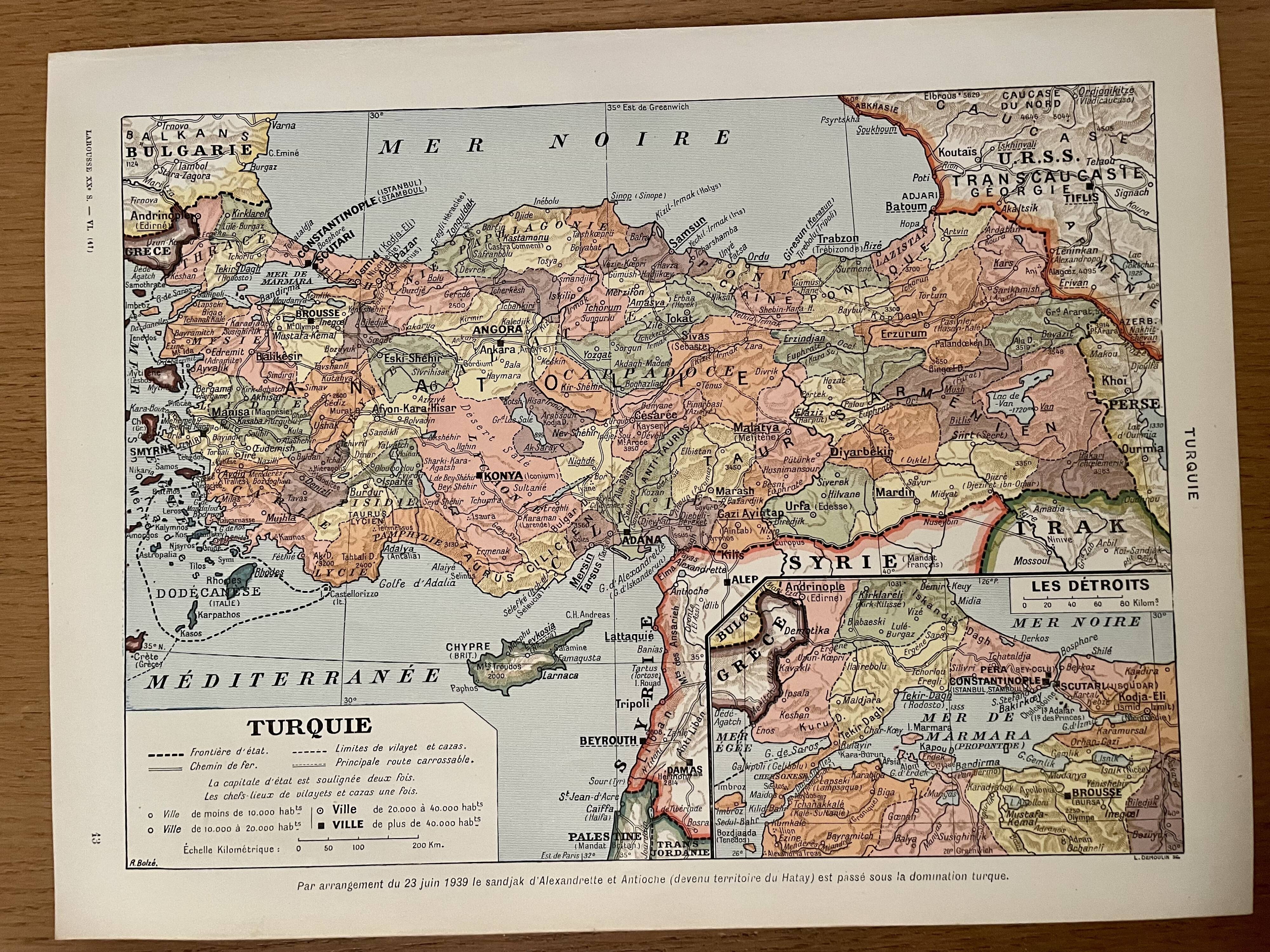 Carte sur la Turquie - 1930