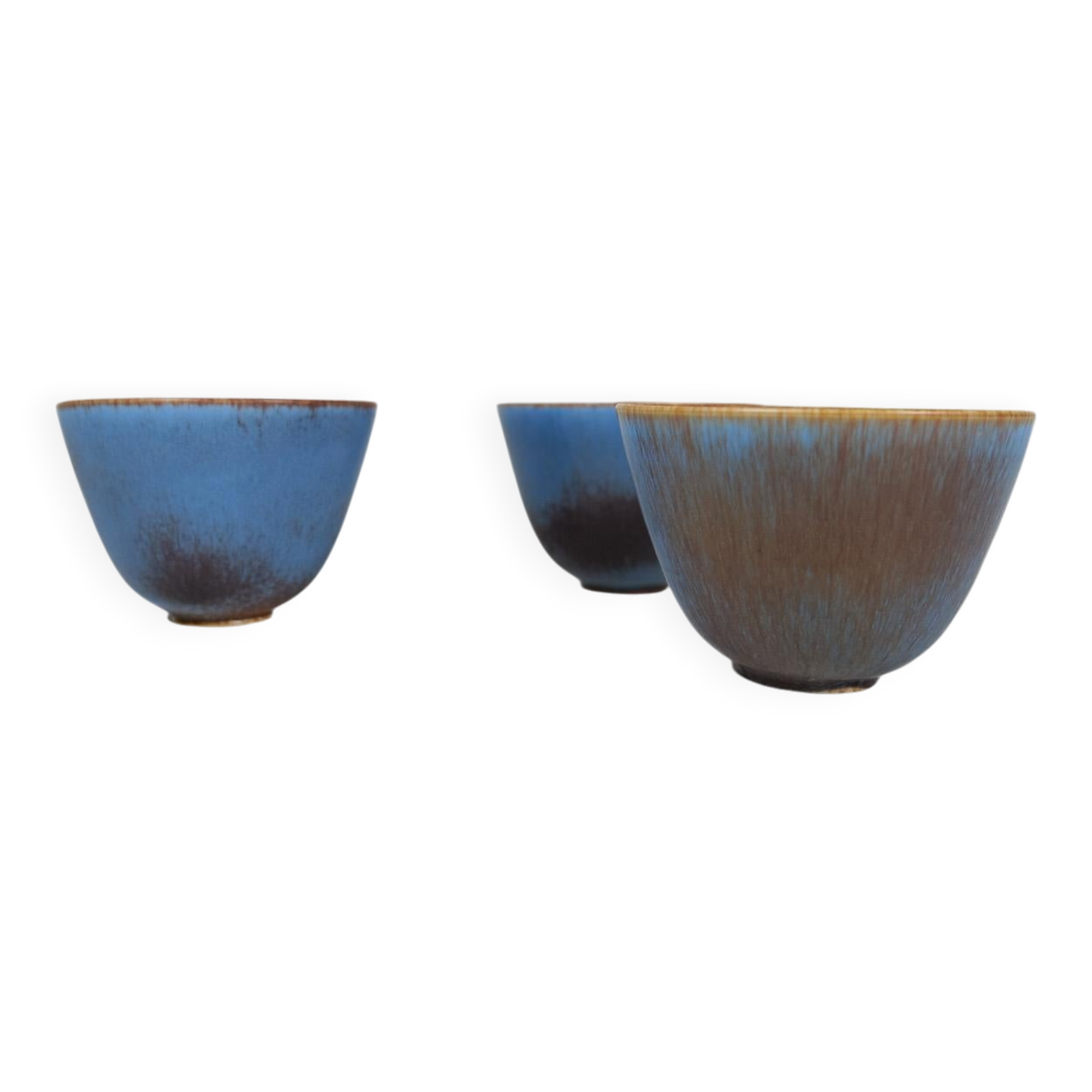 Mid-Century Modern Set of 3 Bowls Rörstrand Gunnar Nylund, Sweden, 1950s