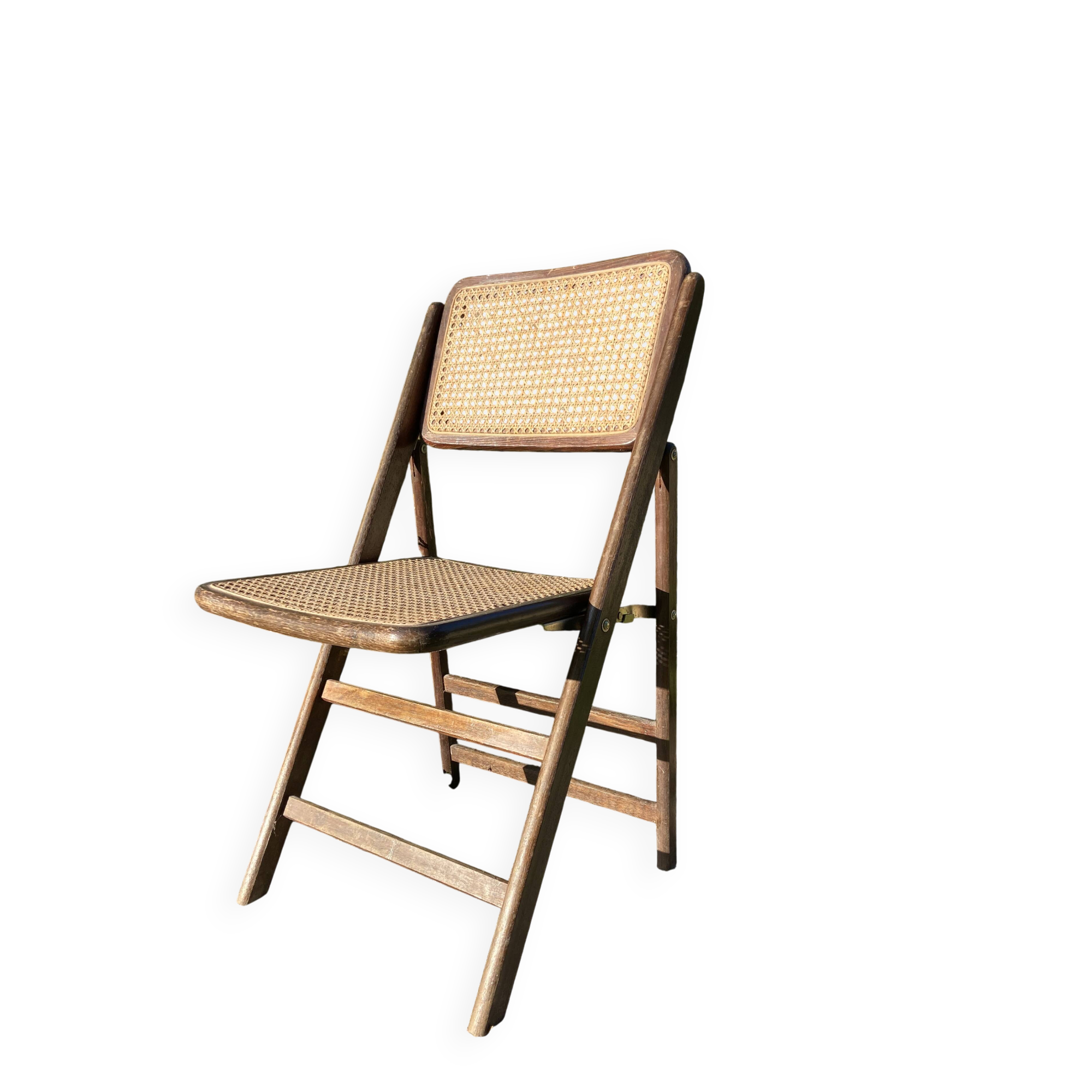 Folding chair in wood and cane.