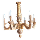Antique chandelier in carved wood, 6 light arms and gilded with fine gold.
