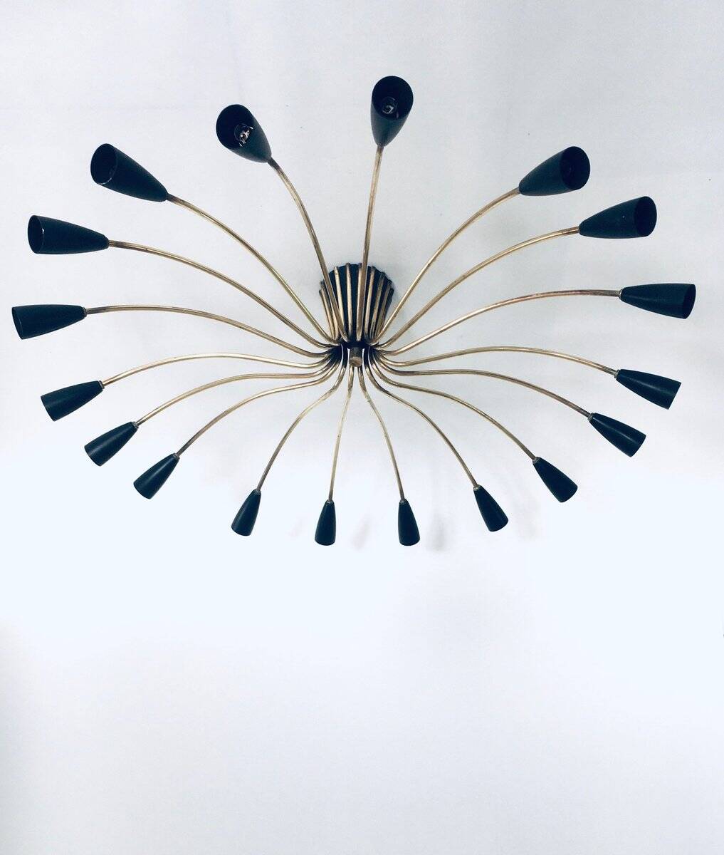 Sputnik 18-Arm Ceiling Lamp from Kaiser Leuchten, Germany, 1950s