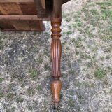 Louis Philippe oval shuttered table in solid cherry wood with 2 drawers.