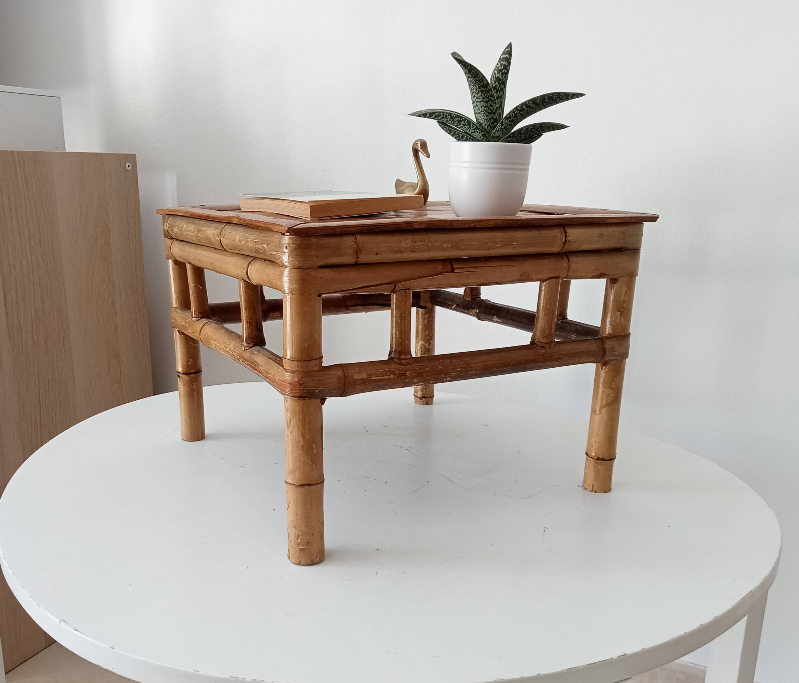 Vintage bamboo bedside table from the 70s.