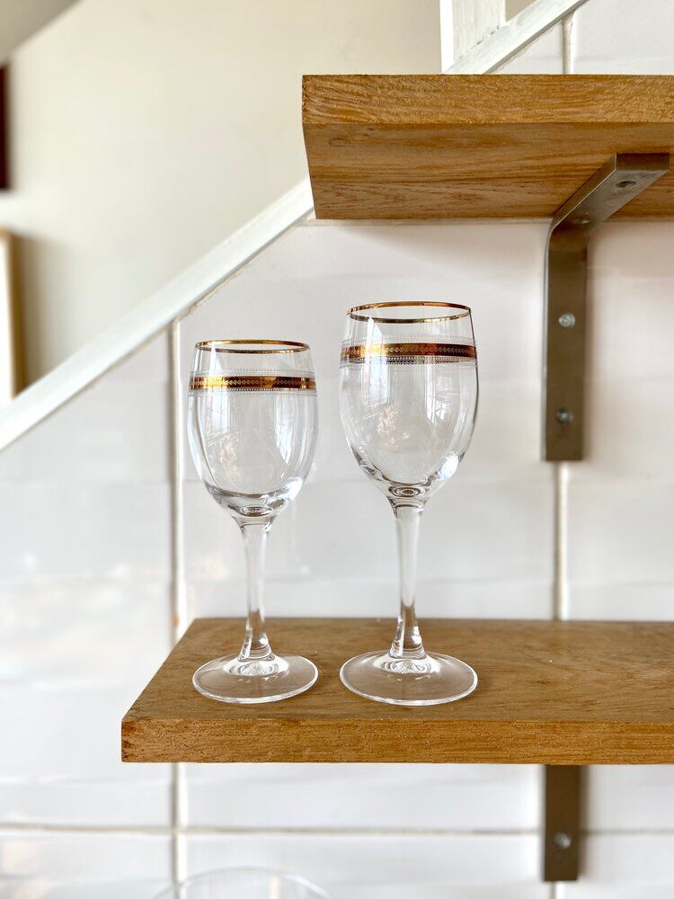 9 crystal walking glasses with gilding