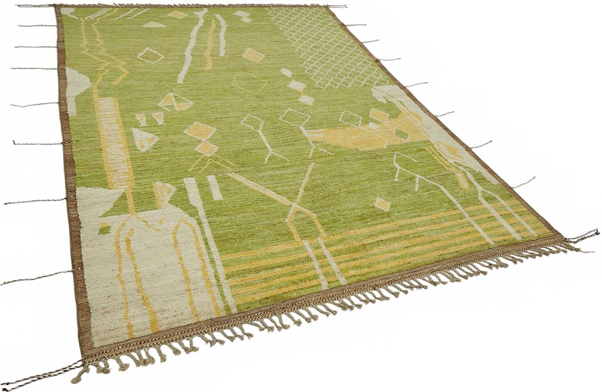 Handmade Turkish One of a Kind 203 cm x 303 cm Green Wool Carpet