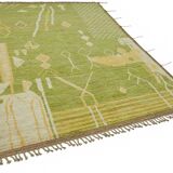 Handmade Turkish One of a Kind 203 cm x 303 cm Green Wool Carpet