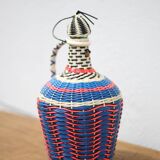 Braided wire bottle, plastic wire, scoubidou bottle, Viresa glass bottle