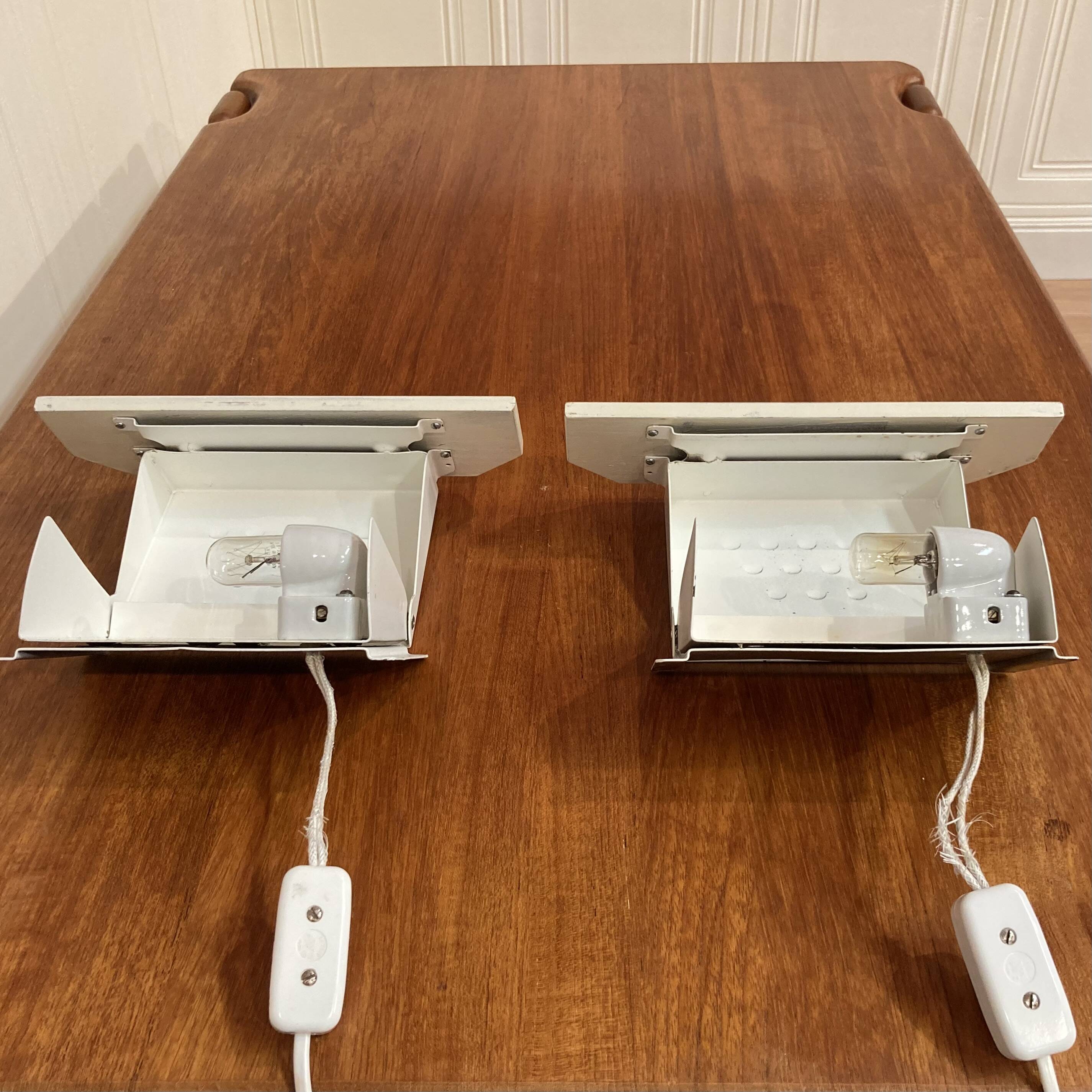 Pair of industrial wall lights in Scandinavian design from the 1950s.
