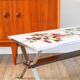 Ceramic coffee table, chrome and teak legs, Space Age, signed, 1970.