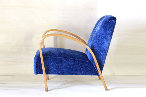 fauteuil en velours art déco italien des années 1940