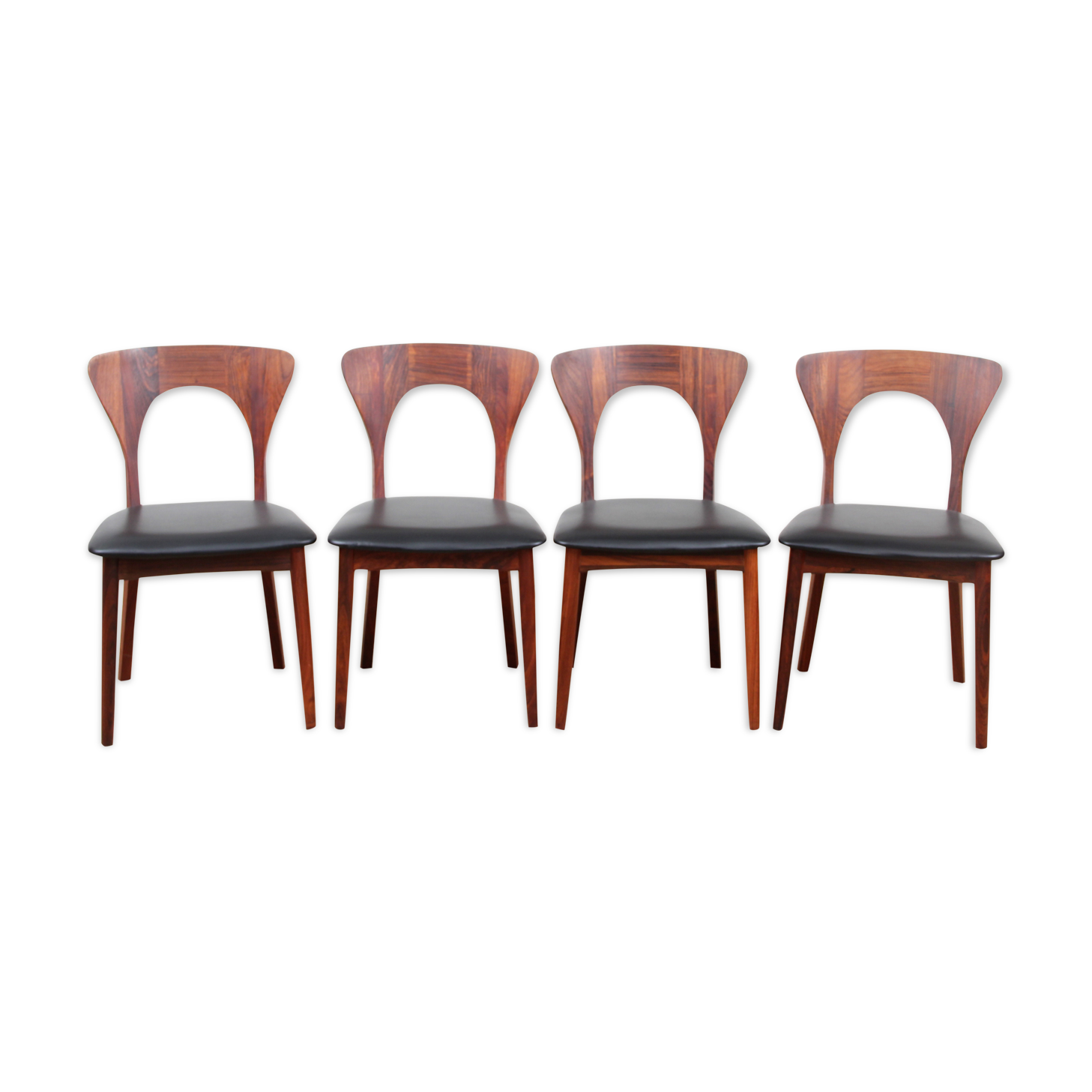 Suite of 4 Scandinavian chairs in Rio rosewood, Model Peter